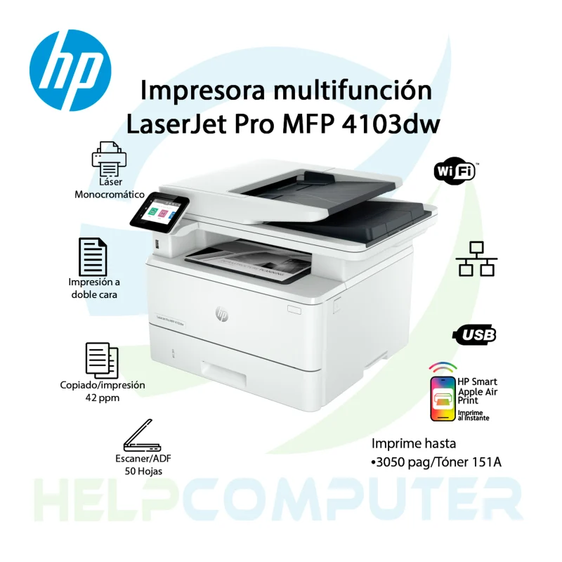 Impresora Hp Laserjet Pro 4103dw Multifuncional
