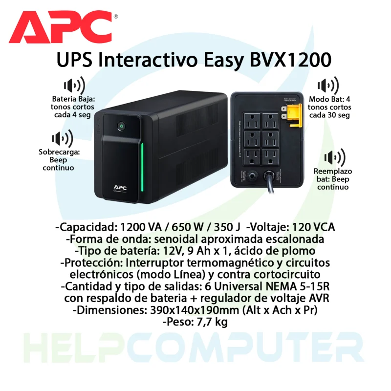 UPS APC Easy BVX Series - 1200VA/650WATT/79min