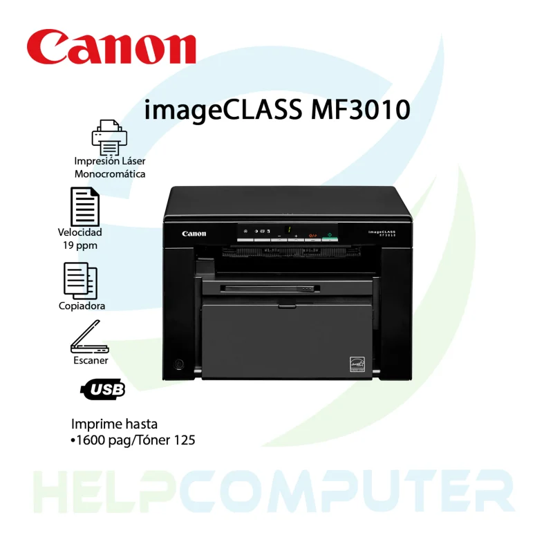 Impresora Canon imageCLASS MF3010 Multifuncional Láser en Blanco y Negro