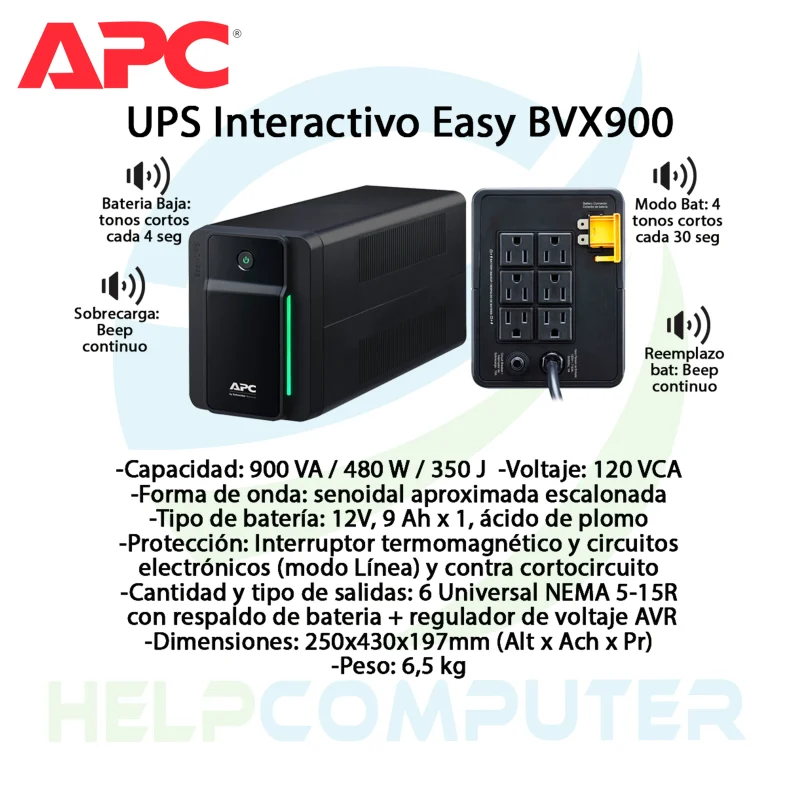 UPS APC Easy BVX Series - 900VA/480WATT/76min