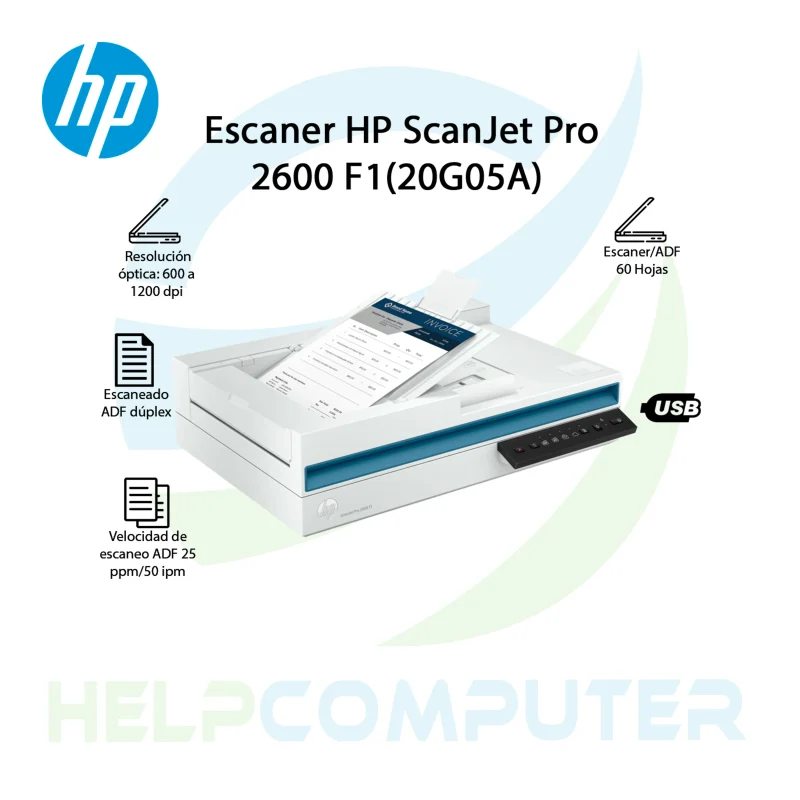 Escaner HP ScanJet Pro 2600 F1 (20G05A)