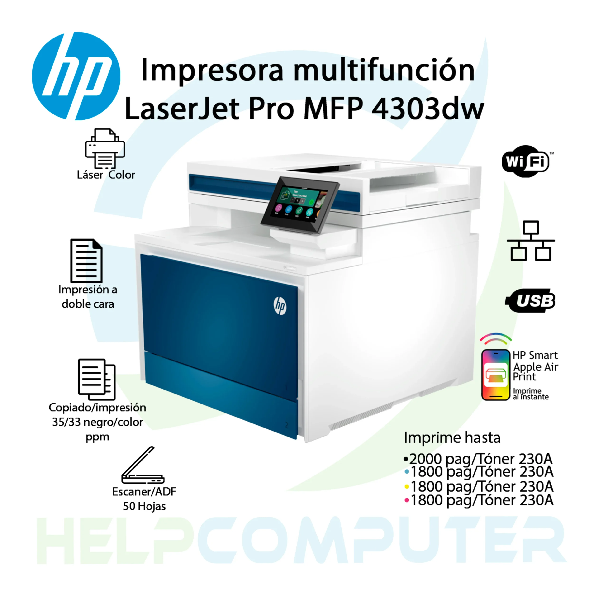 Impresora multifunción HP Color LaserJet Pro 4303DW
