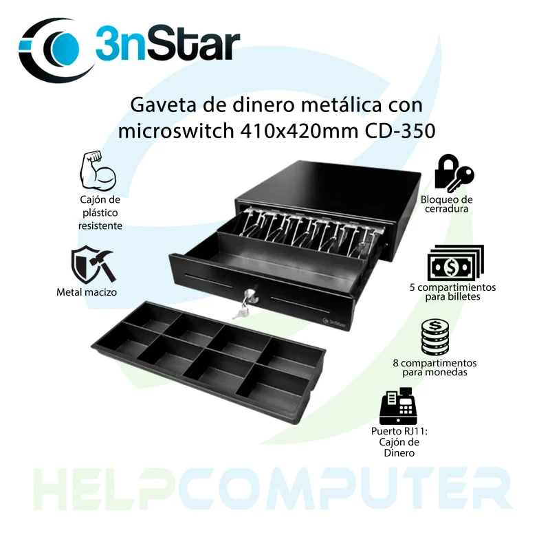 Gaveta de dinero 3nStar metálica CD-350