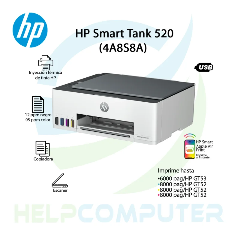 Impresora Todo-en-Uno HP Smart Tank 520 USB