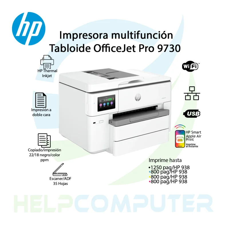 Impresora multifuncion HP OfficeJet Pro 9730 de formato ancho
