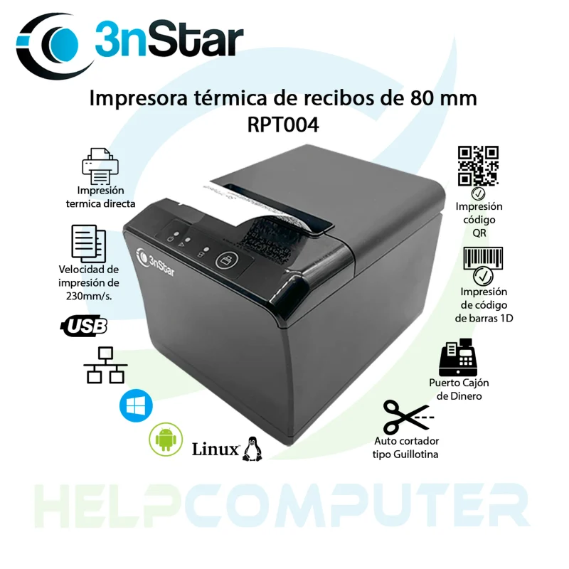 Impresora Térmica directa 3nStar RPT004 De Recibos 80mm
