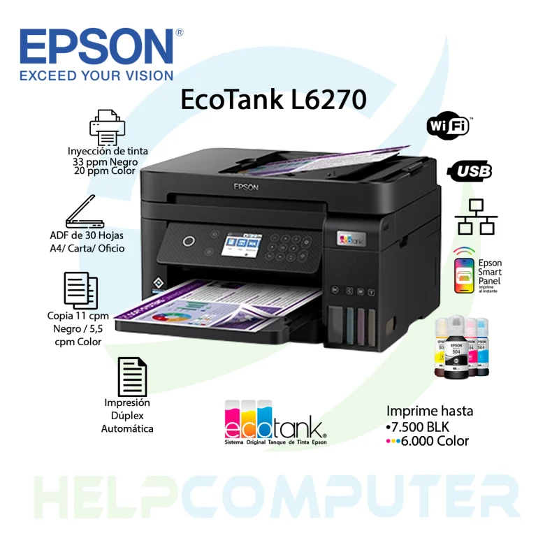 Impresora Epson L6270 Multifuncional Ecotank USB WIFI Ethernet doble cara