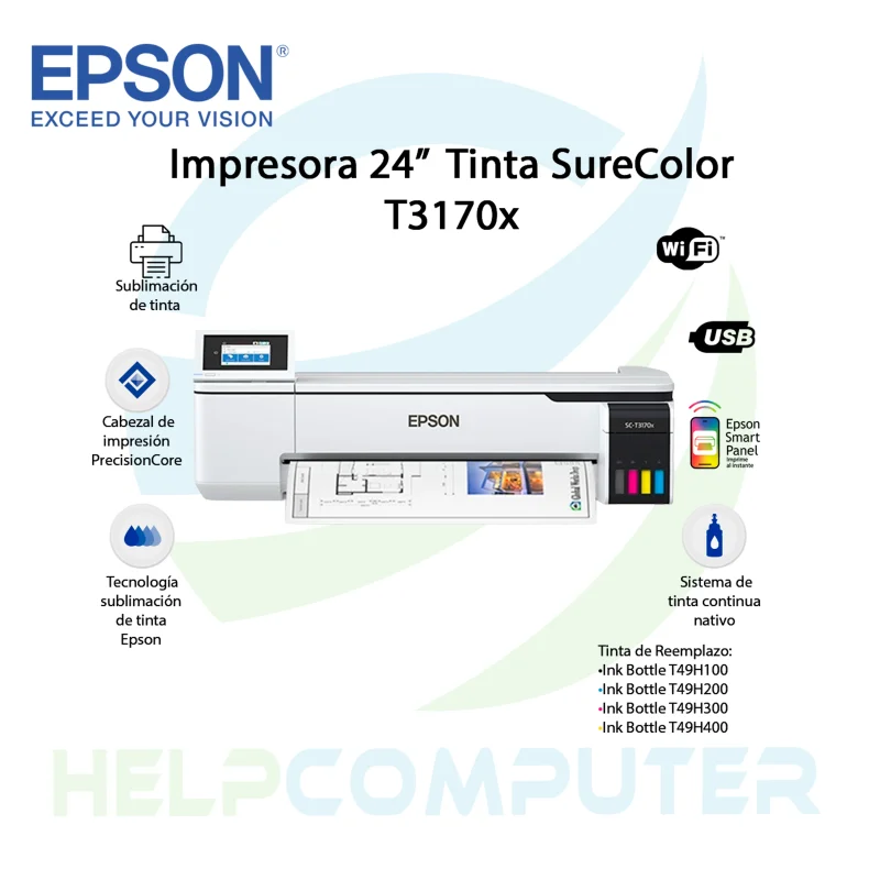 Impresora Epson SureColor T3170x 24″ Wi-Fi Gran Formato