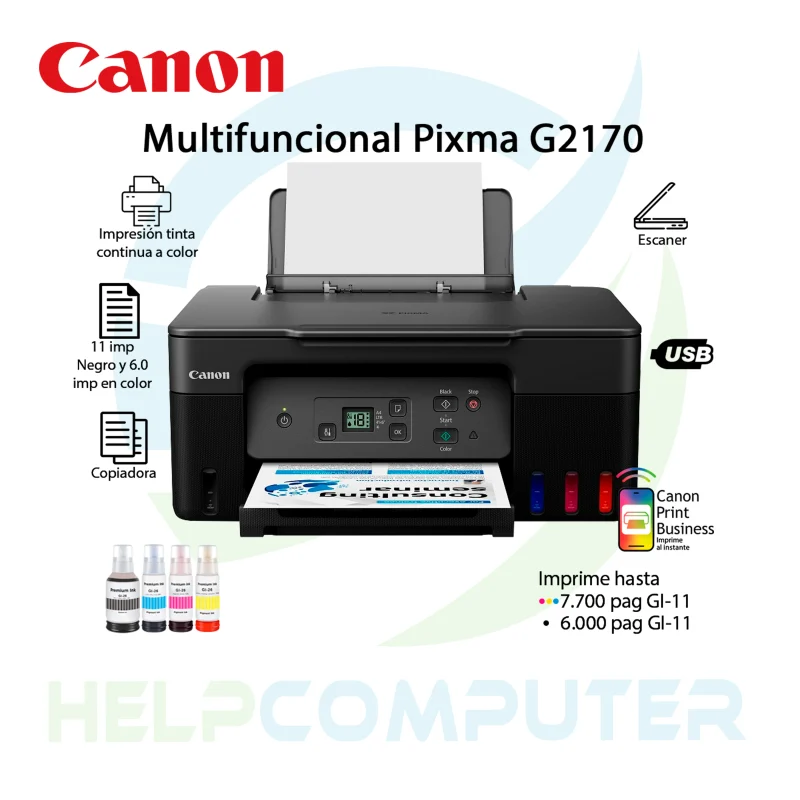 Impresora Multifuncional Canon Pixma G2170 USB HS