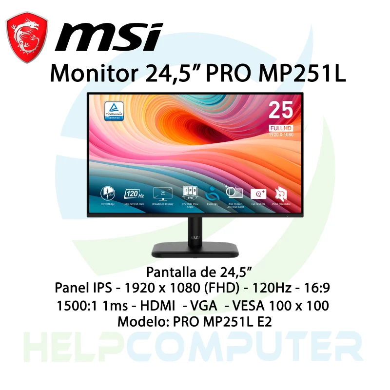 Monitor MSI empresarial 24,5″ PRO MP251L E2 HDMI/VGA