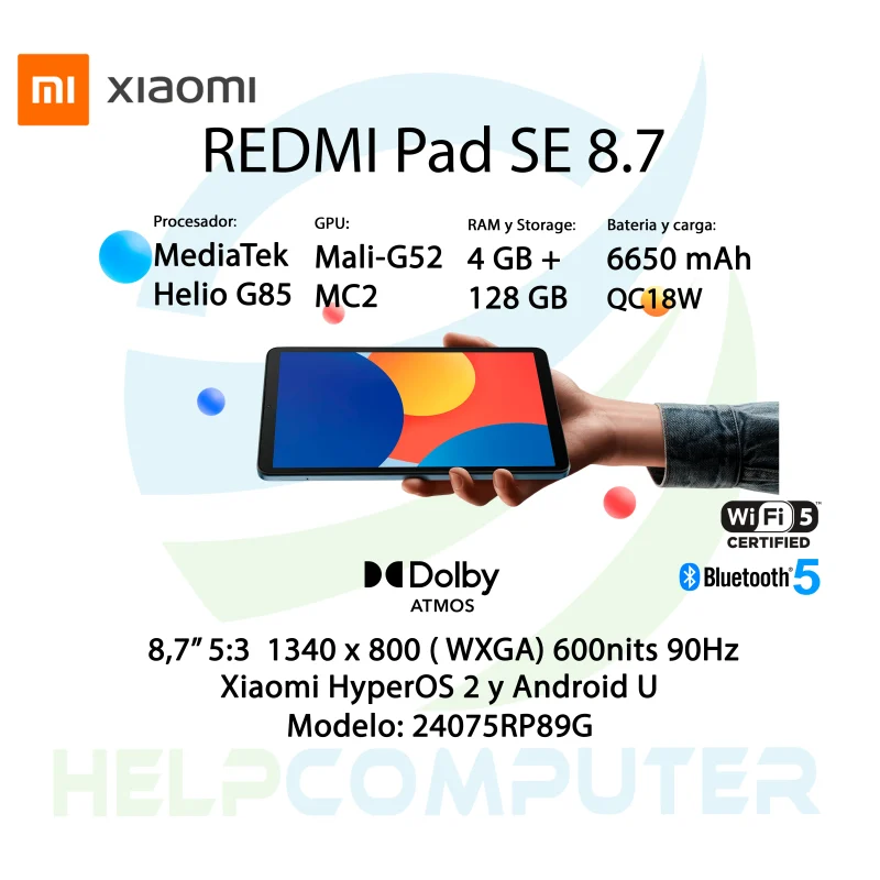 Tablet Xiaomi Redmi Pad SE 8.7″ 4GB RAM 128GB WiFi