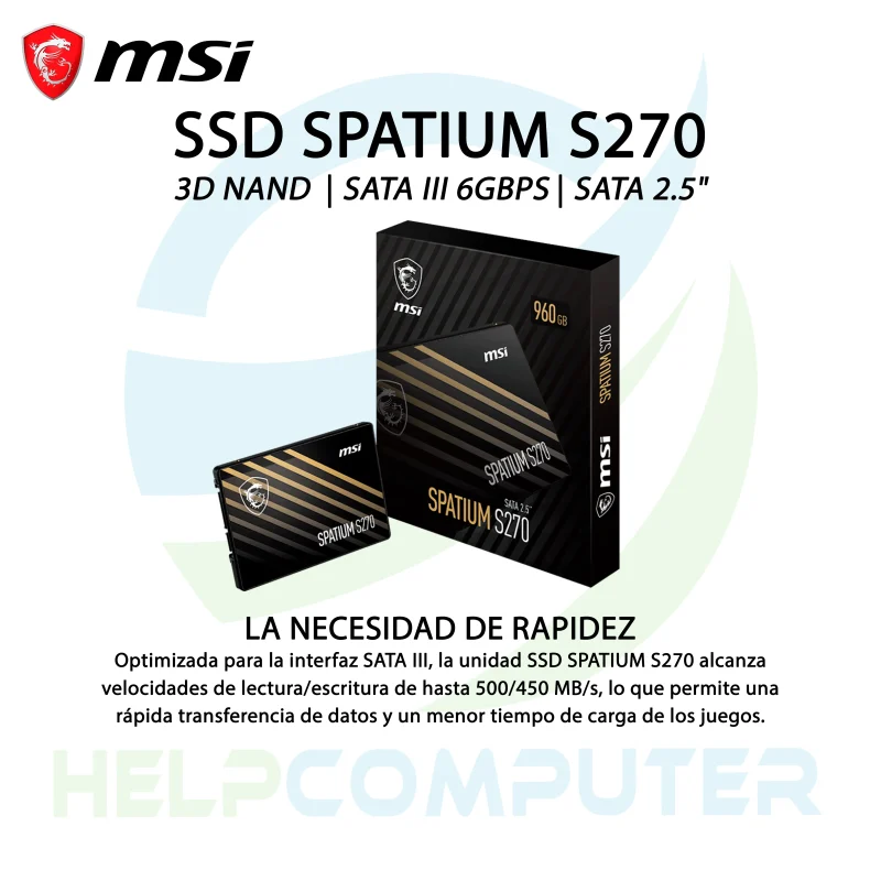 Disco Solido ‎MSI Spatium S270 SATA 2.5″ III 6Gb/s