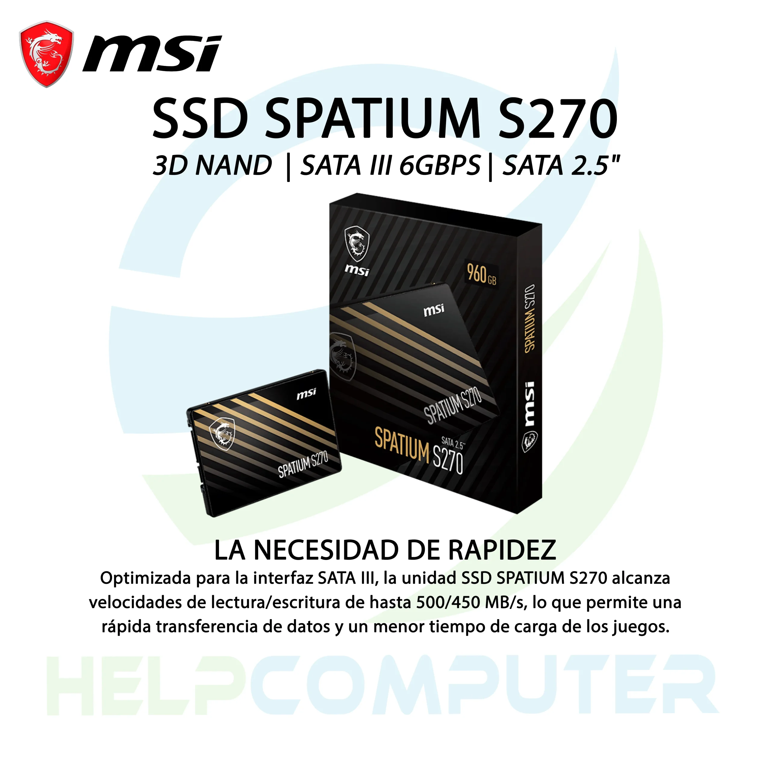 Disco Solido MSI Spatium S270 SATA 2.5″ III 6Gb/s