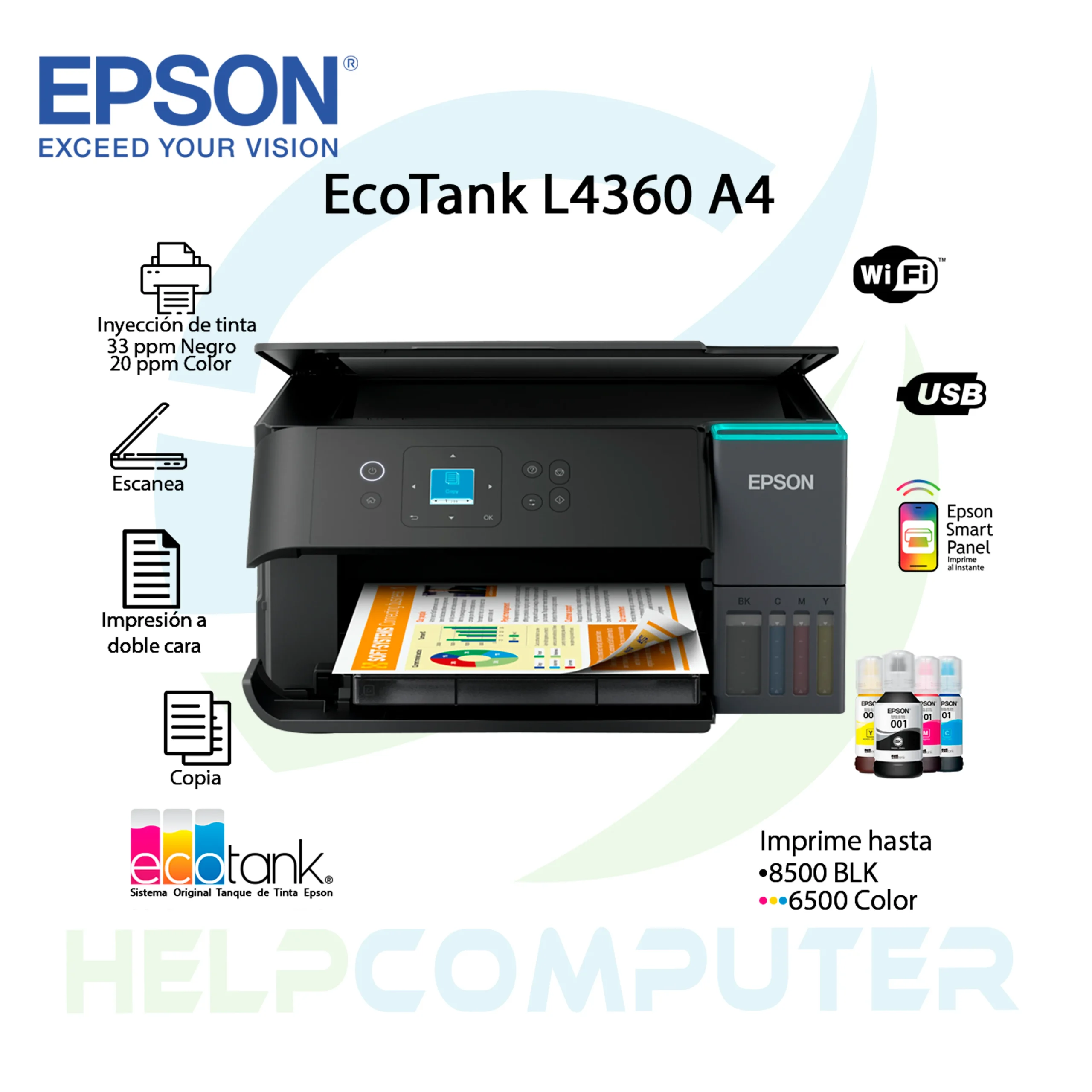 Impresora Epson L4360 A4 Multifuncional Ecotank duplex WIFI