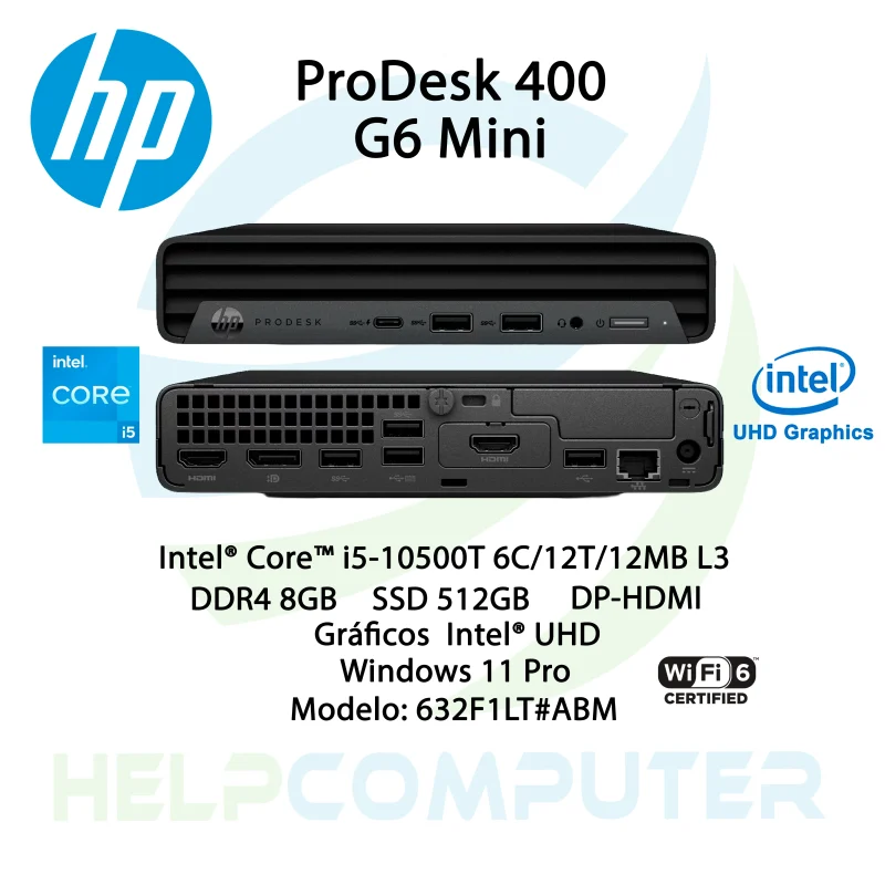 Computador HP ProDesk 400 G6 Mini Intel Core i5-Gen10 8GB 512 SSD