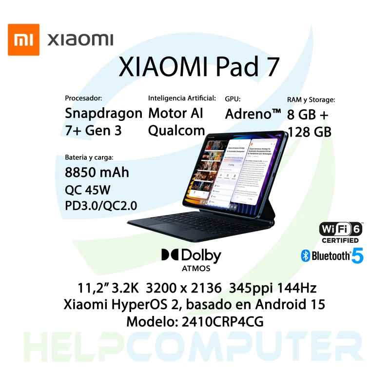 Tablet Xiaomi Redmi Pad 7 Ai 11″ 8GB RAM 128GB WiFi