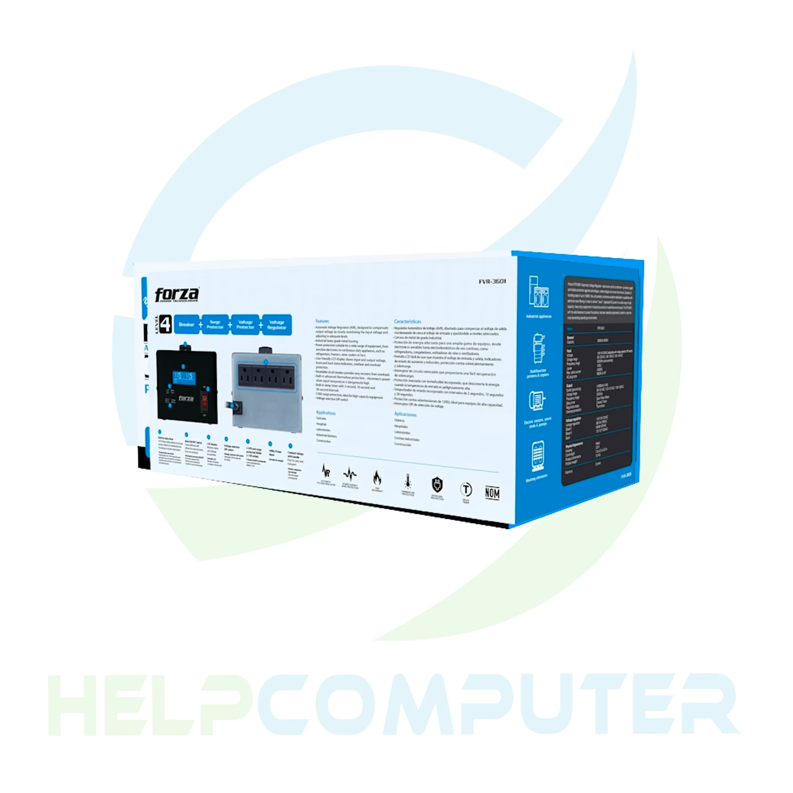 Regulador de voltaje Forza 3600VA/1800W, 4 salidas, LCD 120 - Imagen 6