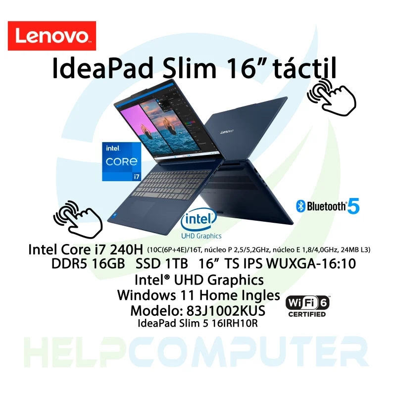 Laptop Lenovo IdeaPad Slim 5 táctil i7 240H 16GB DDR5 1TB SDD