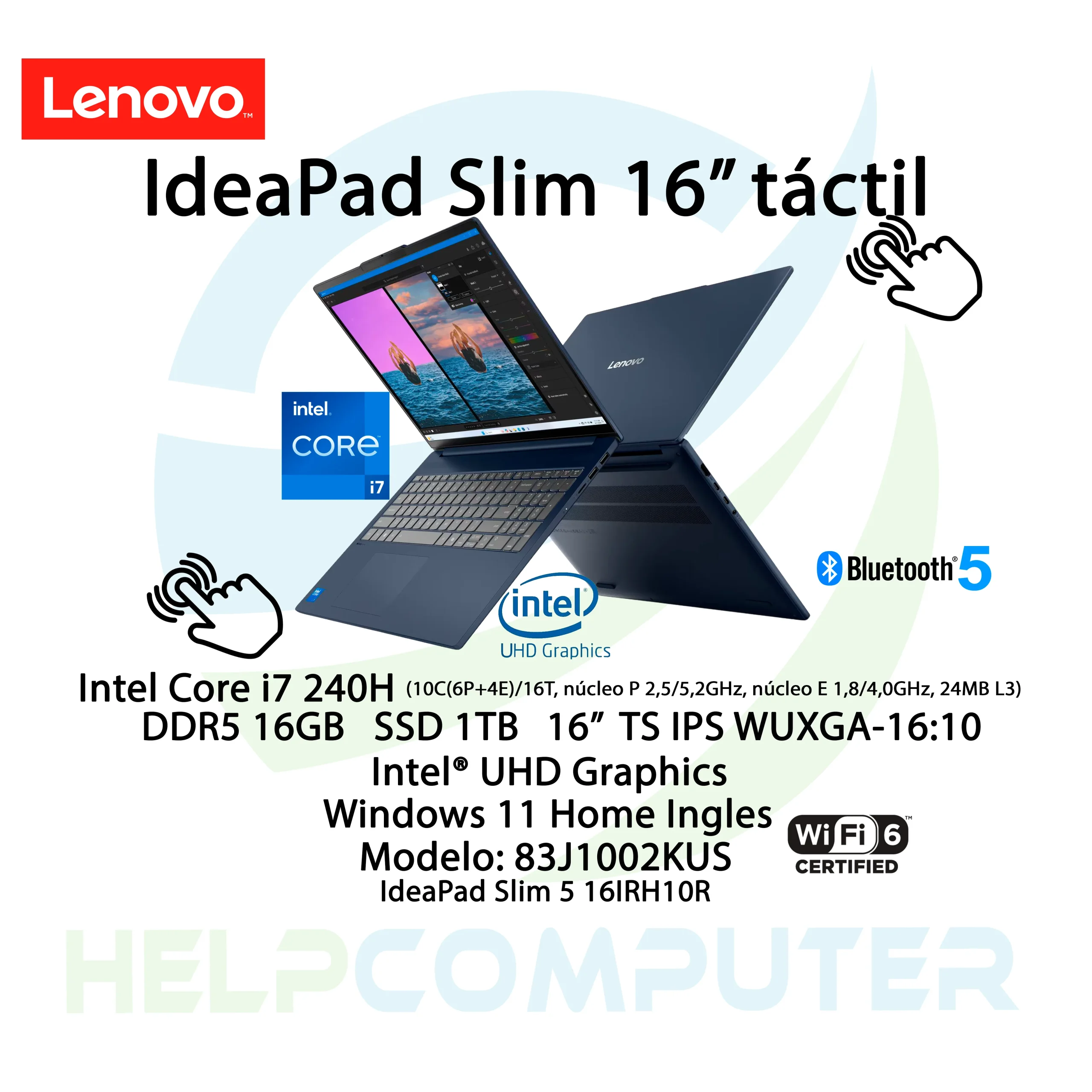 Laptop Lenovo IdeaPad Slim 5 táctil i7 240H 16GB DDR5 1TB SDD