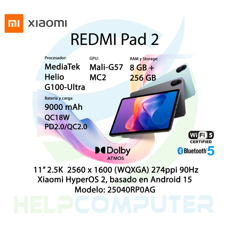 Tablet Xiaomi Redmi Pad 2 11″ 8GB RAM 256GB