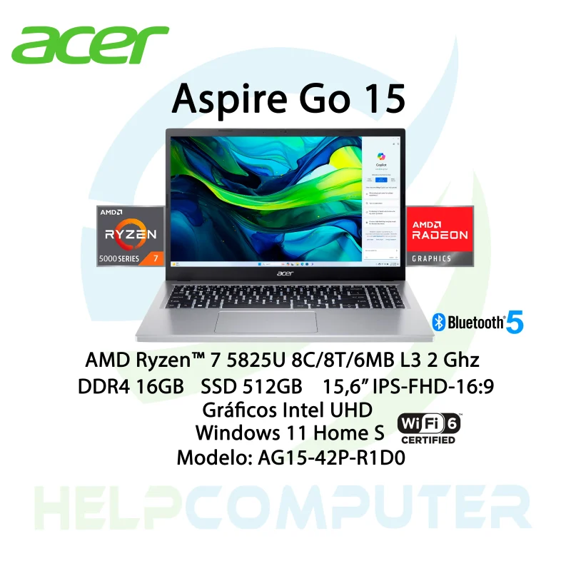Laptop Acer Aspire Go15 AMD Ryzen 7 15.6″ 16GB 512GB SSD