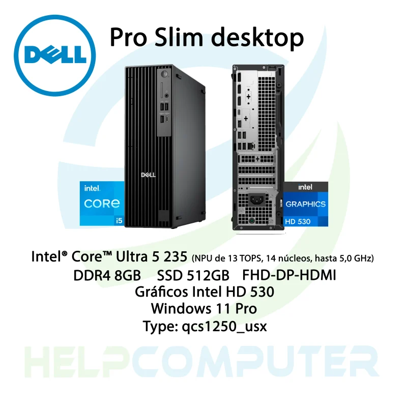Computador Dell Pro Slim SFF Intel Ultra i5-235 8Gb RAM 512Gb SSD