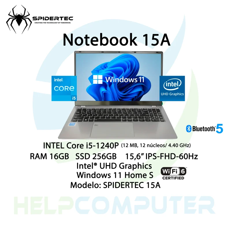 Laptop Spidertec Intel i5-12Gen 15.6″ 16GB RAM 256GB M.2