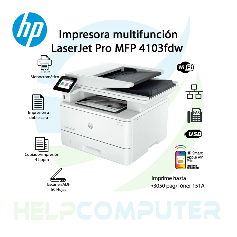Impresora Hp Laserjet Pro 4103fdw Multifuncional
