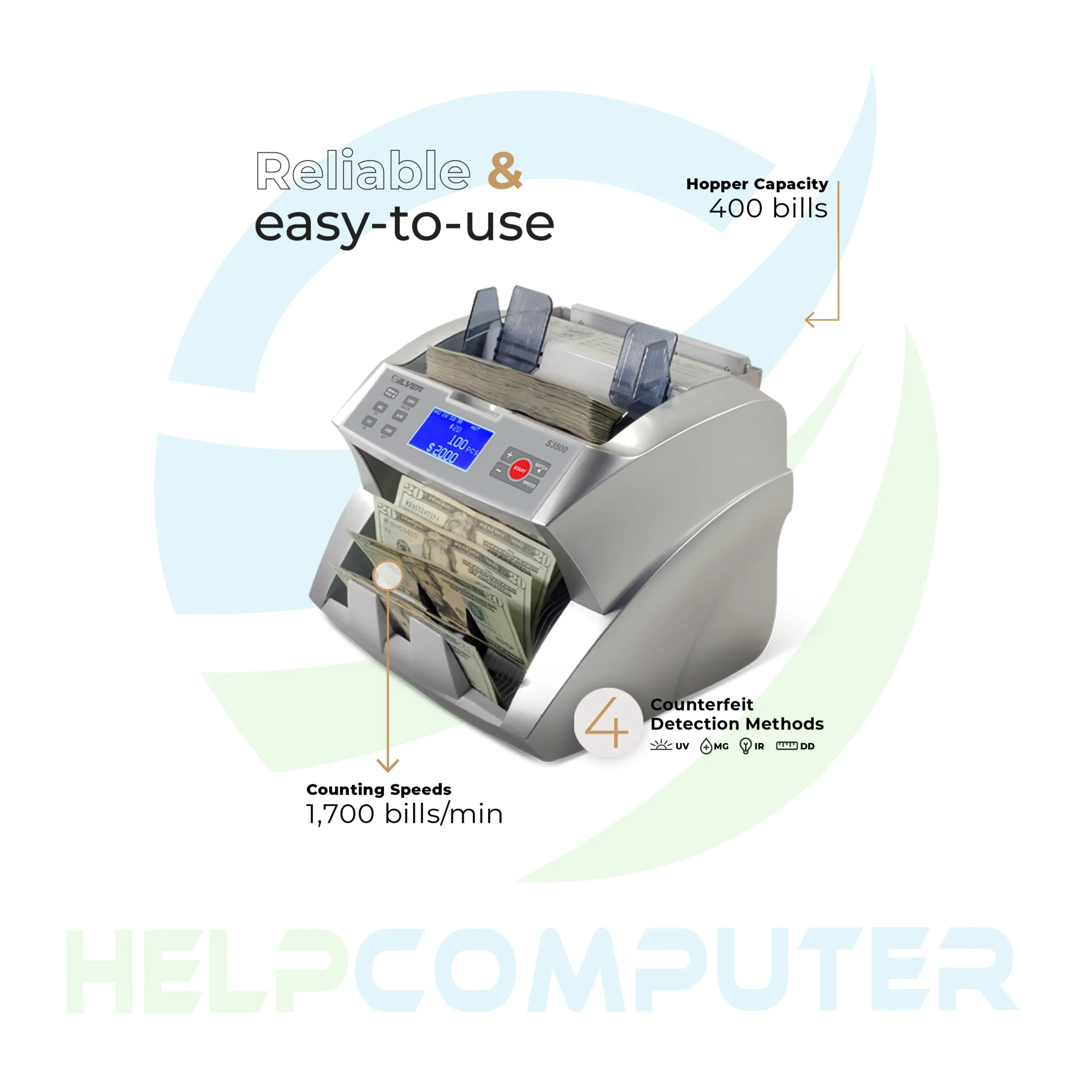 Contadora De Billetes Silver con visor LCD S3500 - Imagen 3