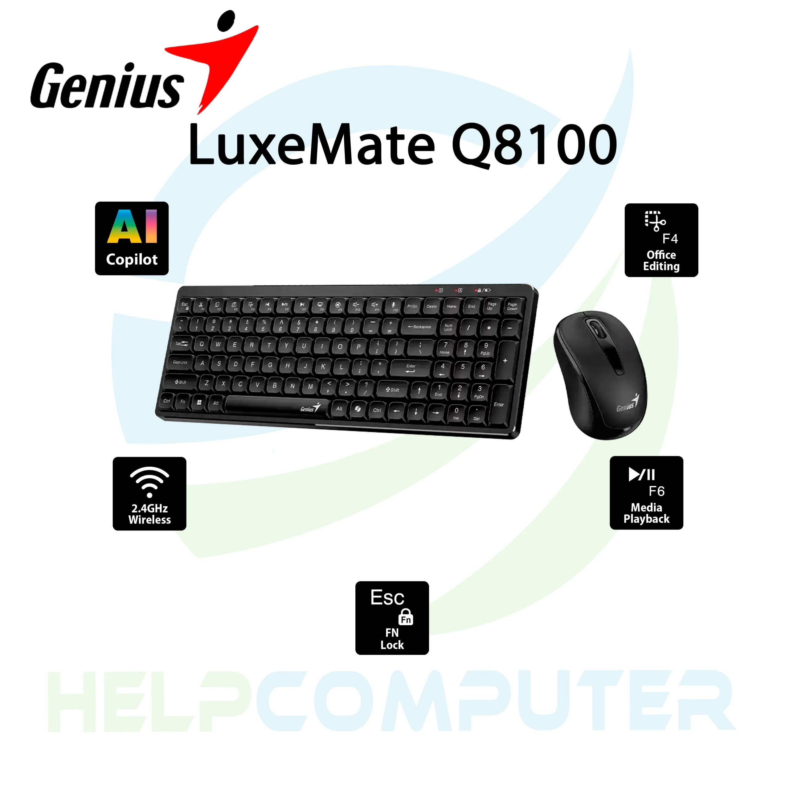 Teclado raton inalambrico Genius LuxeMate Q8100 USB IA