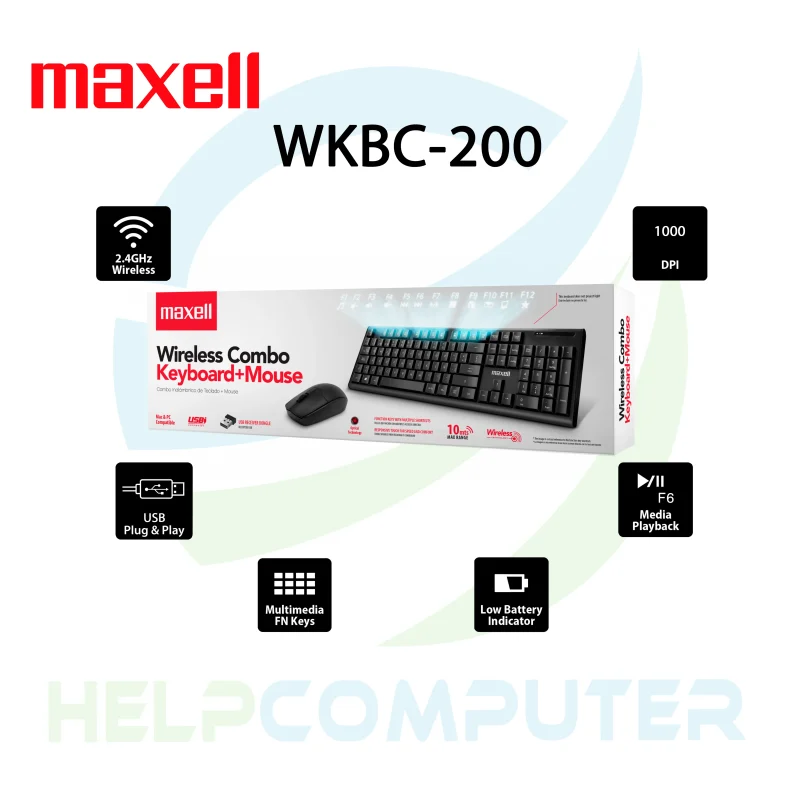 Teclado y mouse inalámbrico USB Maxell WKBC-200