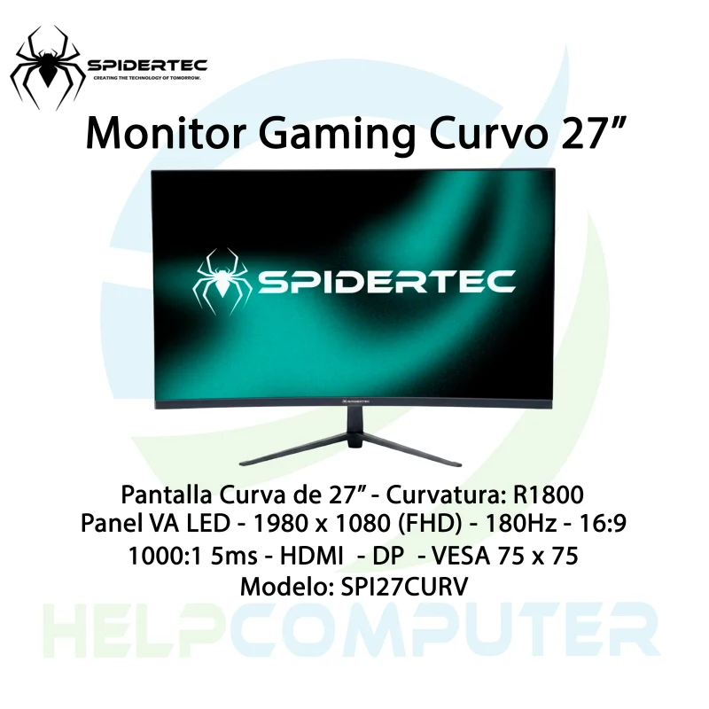 Monitor Curvo Gaming Spidertec HDMI DP 180Hz