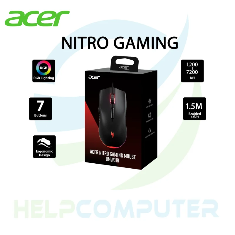 Mouse gamer Acer Nitro Gaming 7 botones RGB