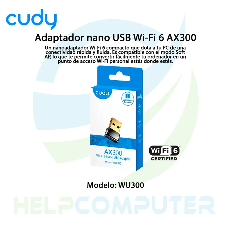 Adaptador Nano USB Wi-Fi 6 AX300 Cudy 2.4Ghz