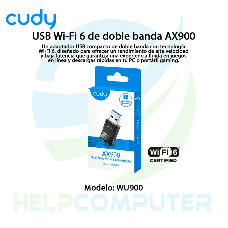 Adaptador AX900 USB Wi-Fi 6 Cudy Dual Band