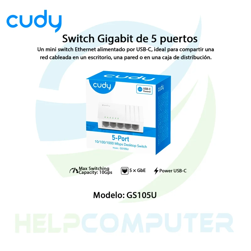 Switch Gigabit de escritorio 5 puertos Cudy