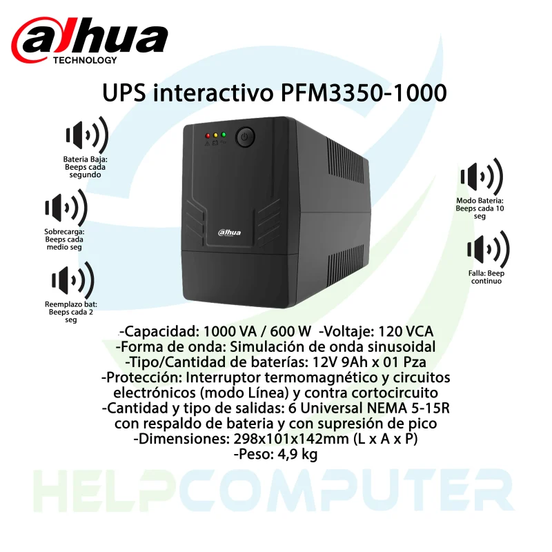 UPS Interactivo 1000VA/600W Dahua Technology 6 salidas
