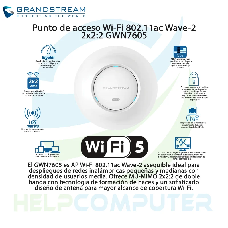 Access Point Dual Band Wi-Fi 5 Grandstream GWN7605