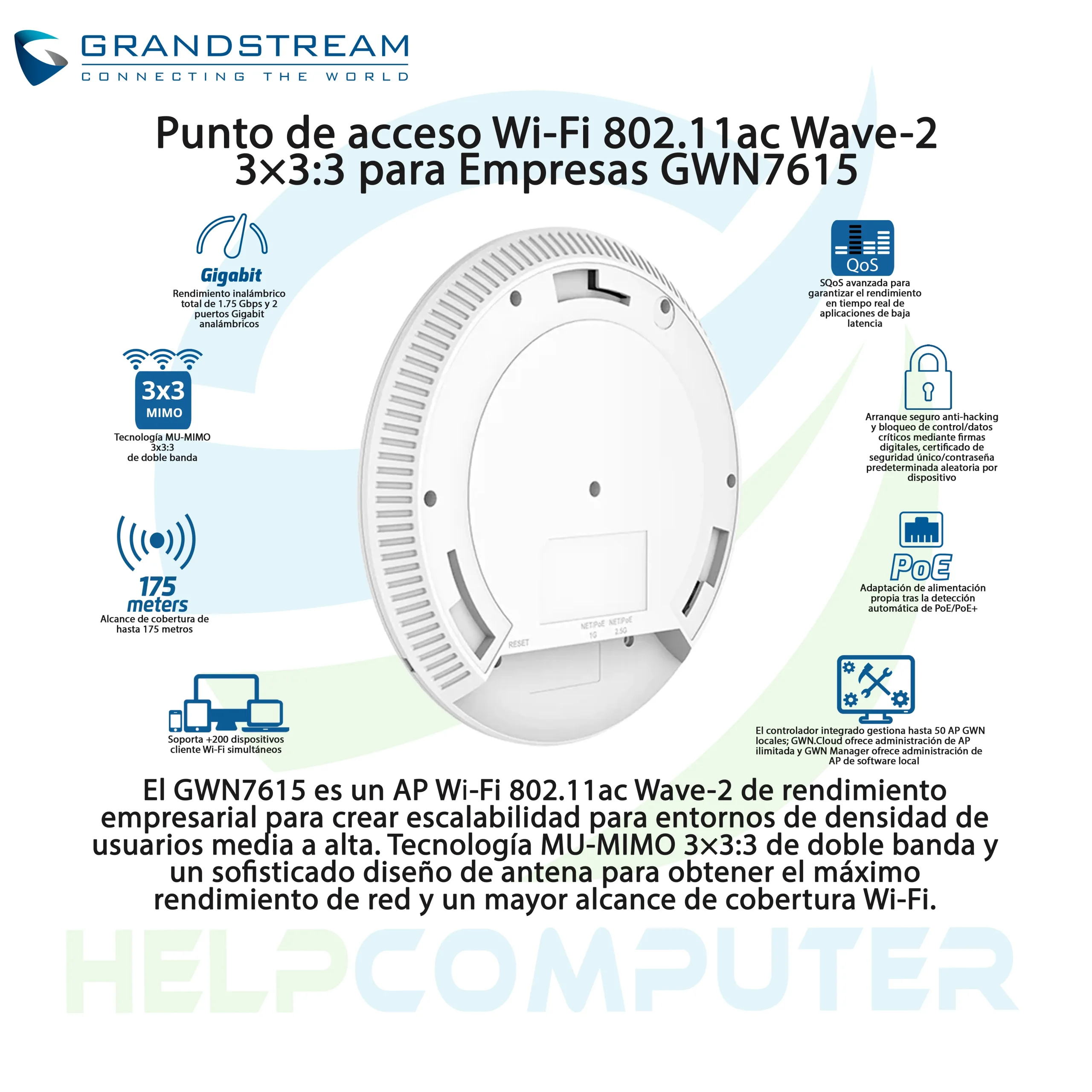 Access Point Dual Band Wi-Fi 5 Grandstream GWN7615 - Imagen 3