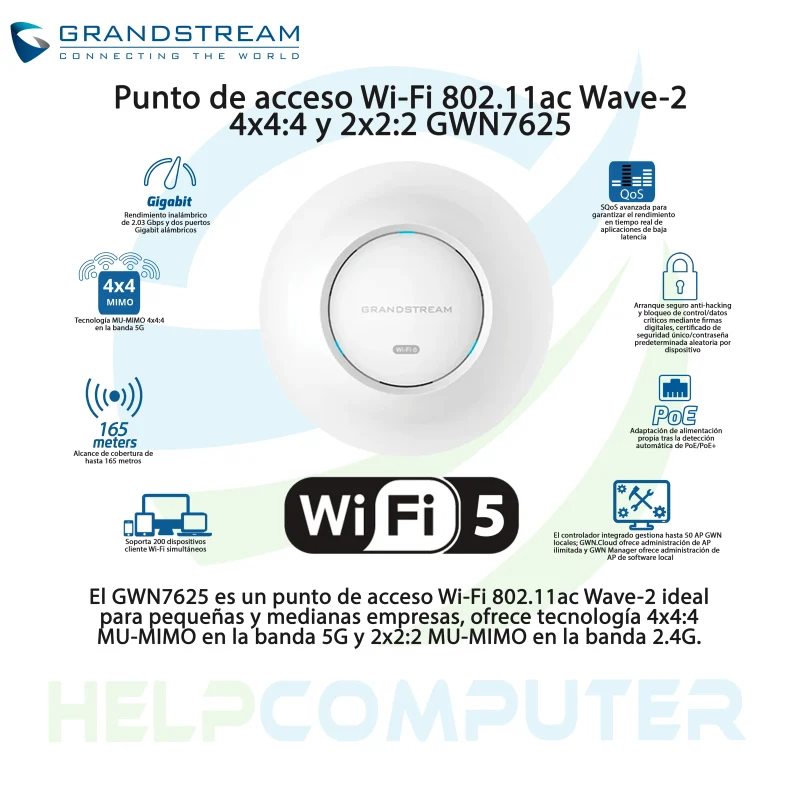 Access Point Dual Band Wi-Fi 5 Grandstream GWN7625