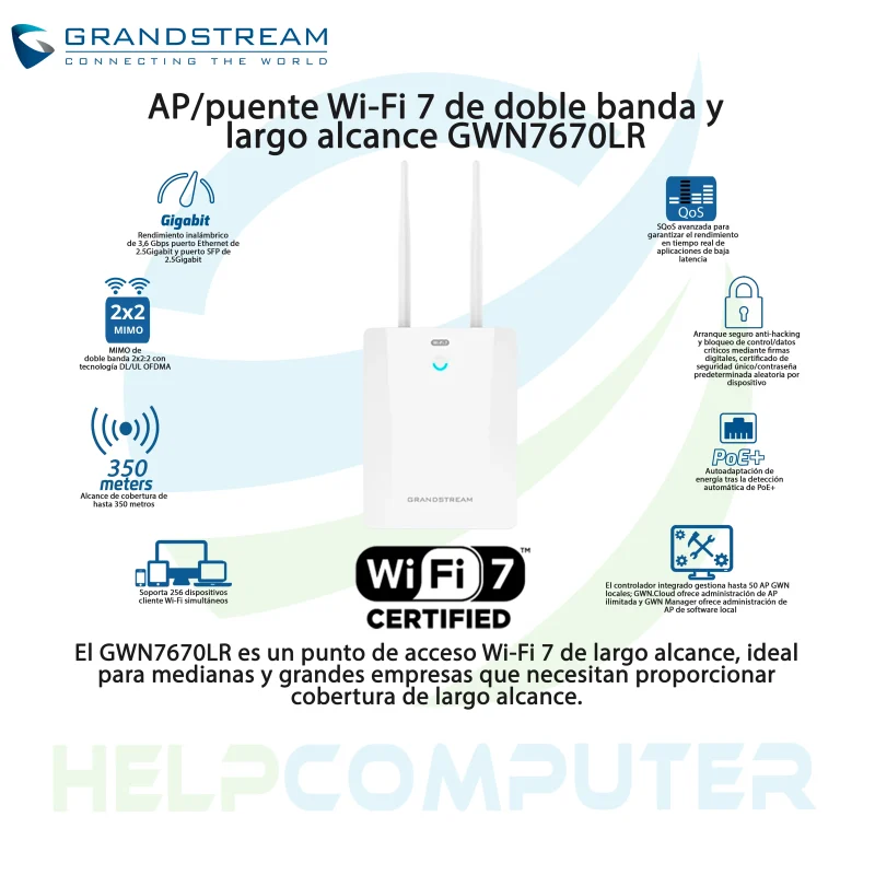 Access Point Dual Band Wi-Fi 7 Be3600 Grandstream GWN7670LR