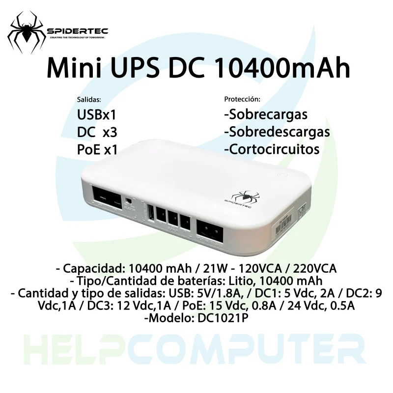 Mini UPS Spidertec DC1021P 10400mAh 21w PoE