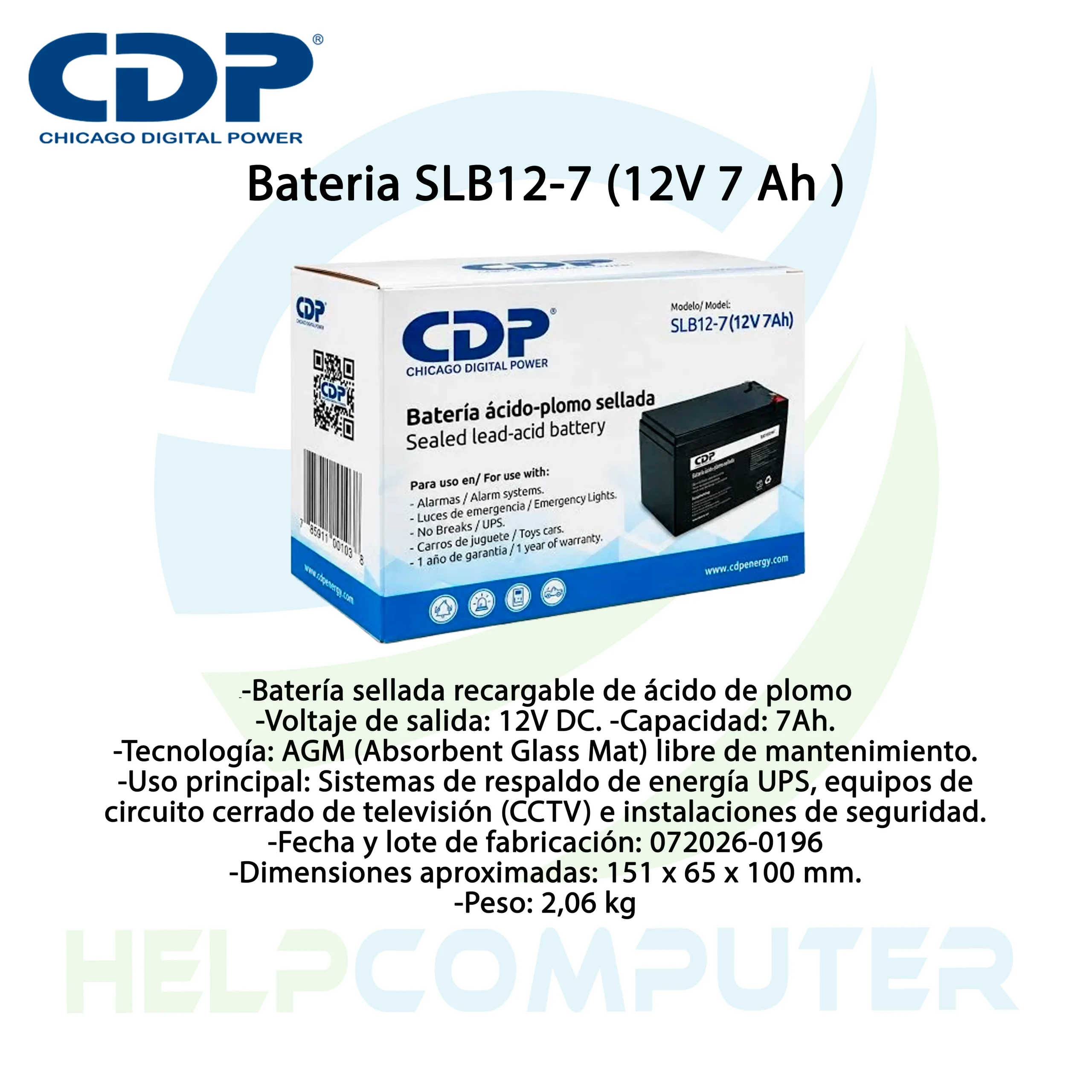 Bateria para UPS CDP 12V de Plomo ácido, seca sellada - Imagen 3
